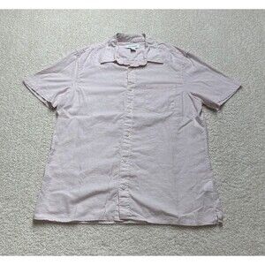 Calvin Klein Short Sleeve Button Down Linen / Cotton Blend Pin Men’s Medium